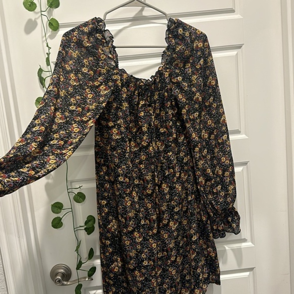 Nasty Gal long sleeve‎ square neck floral mini dress size 8 - Picture 3 of 6